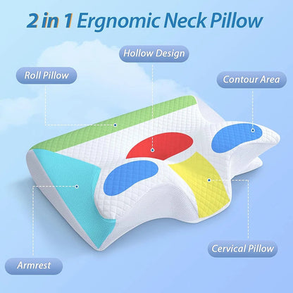 Orthopedic Memory Foam Neck Pillow for Sleep and Support