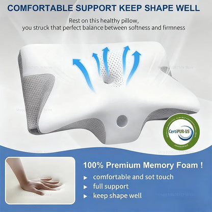 Orthopedic Memory Foam Neck Pillow for Sleep and Support