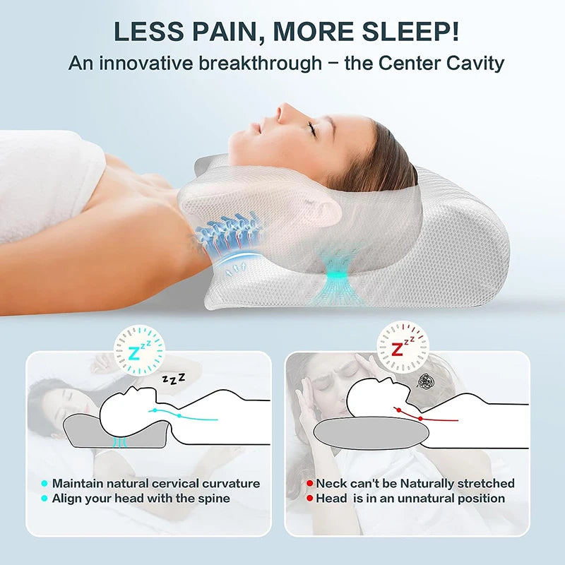 Orthopedic Memory Foam Neck Pillow for Sleep and Support
